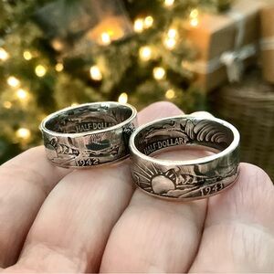 Silver 90% Coin Rings Bundle 2x Continental Silver